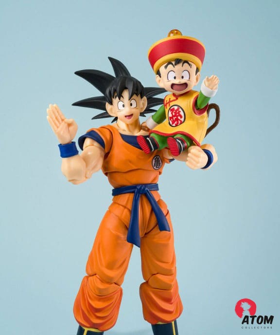 Figurine S.H. Figuarts - VERSION JAPONAISE - Son Goku et Son Gohan Kid + Kintoun - (14cm). Bandai Tamashii Nations