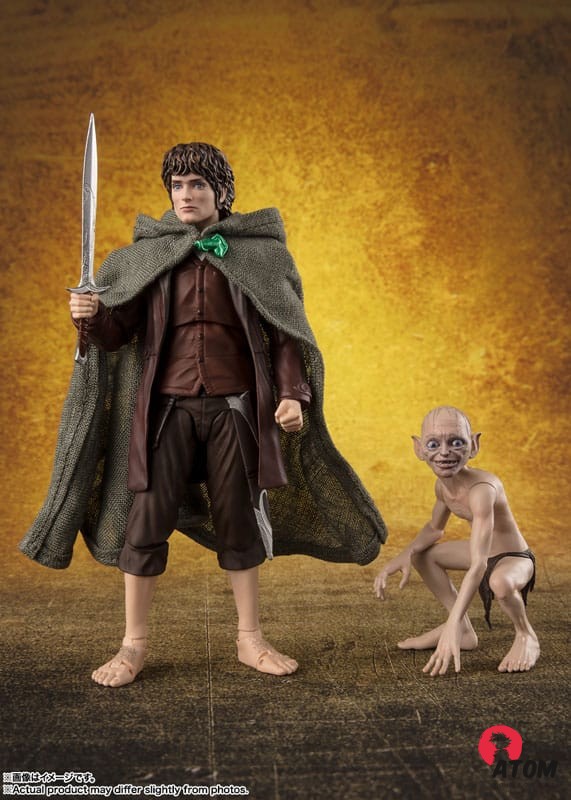 Figurine S.H Figuarts - Lord of the Rings - Frodon Baggins & Gollum (12 et 6 cm). Bandai Tamashii Nations
