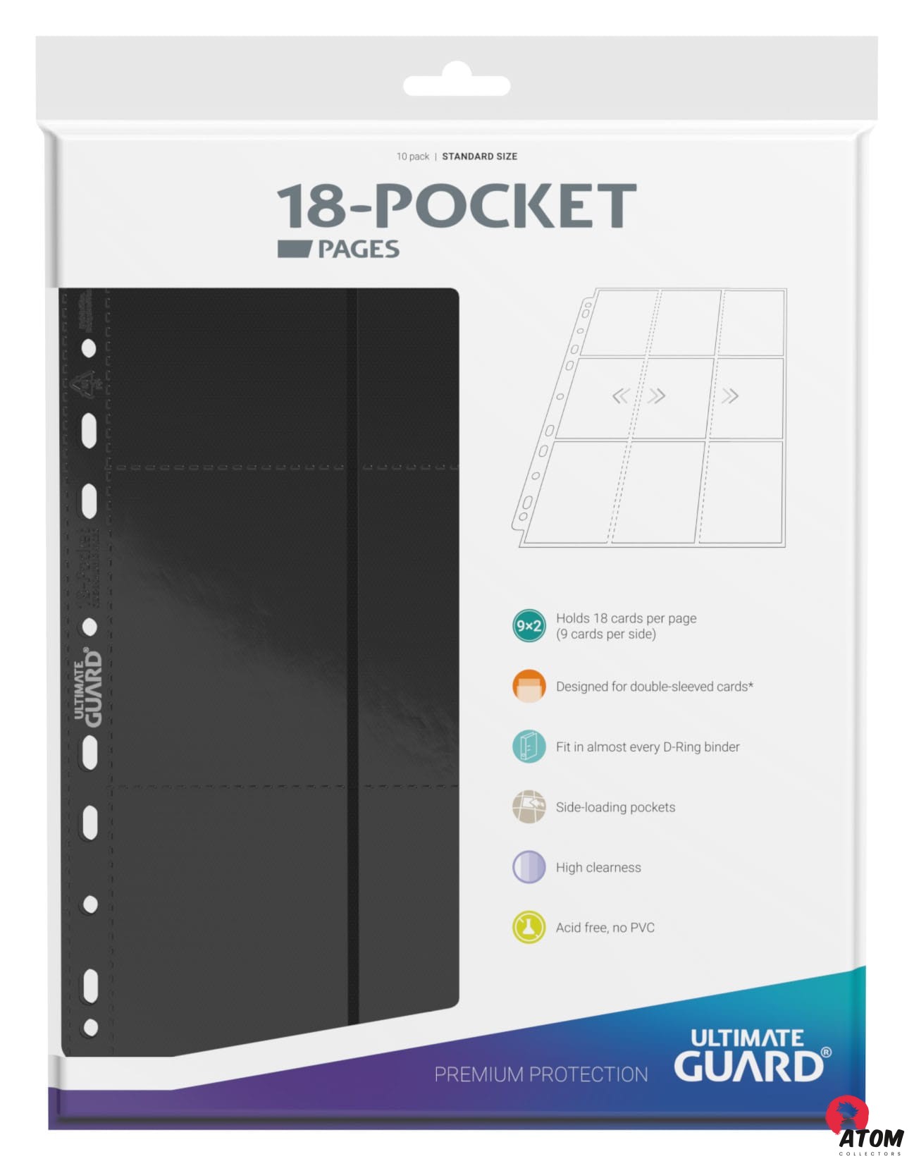 Ultimate Guard - 18-Pocket Pages - Side-Loading (10) - Black
