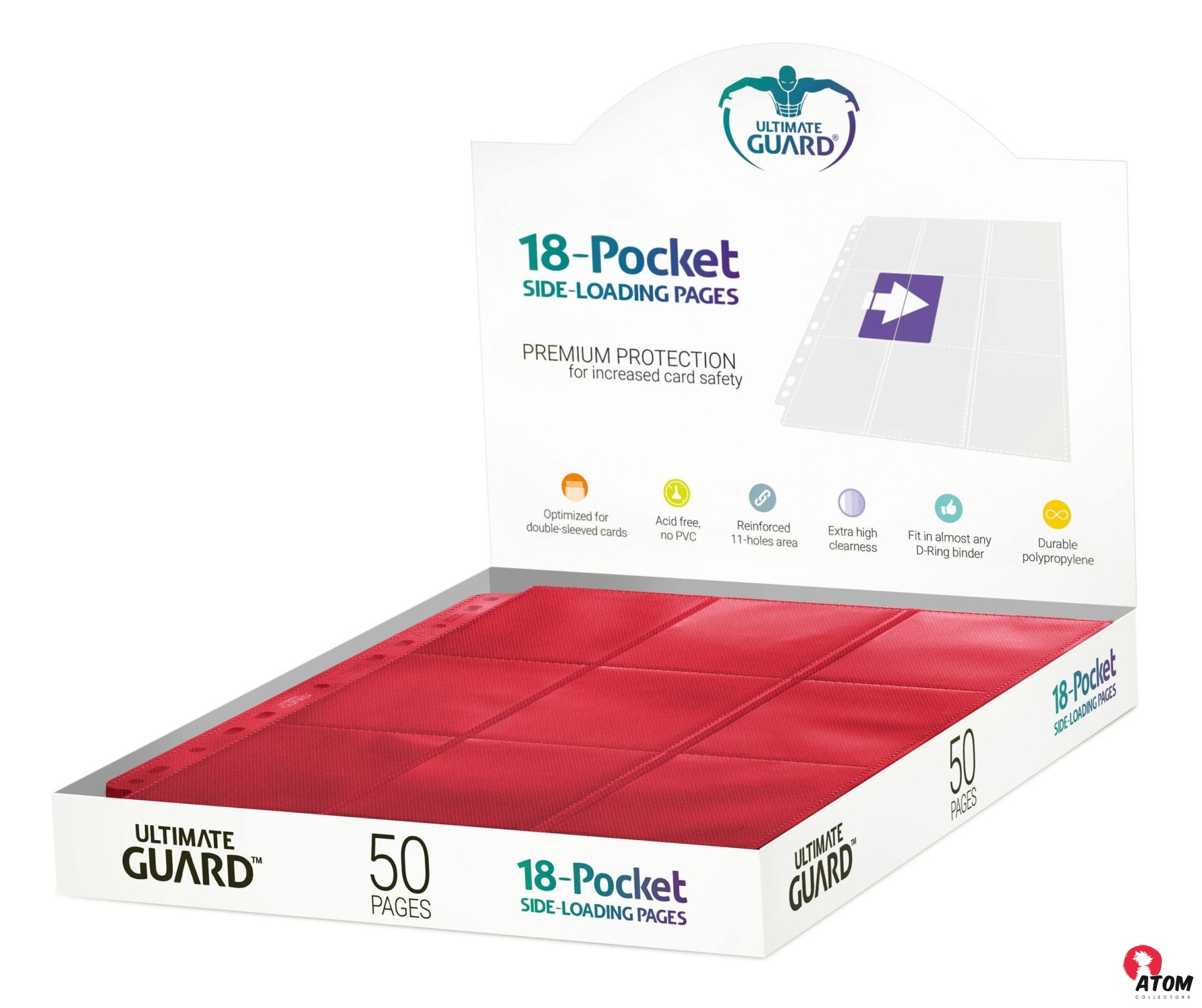 Ultimate Guard - 18-Pocket Pages Side-Loading (50) - Red