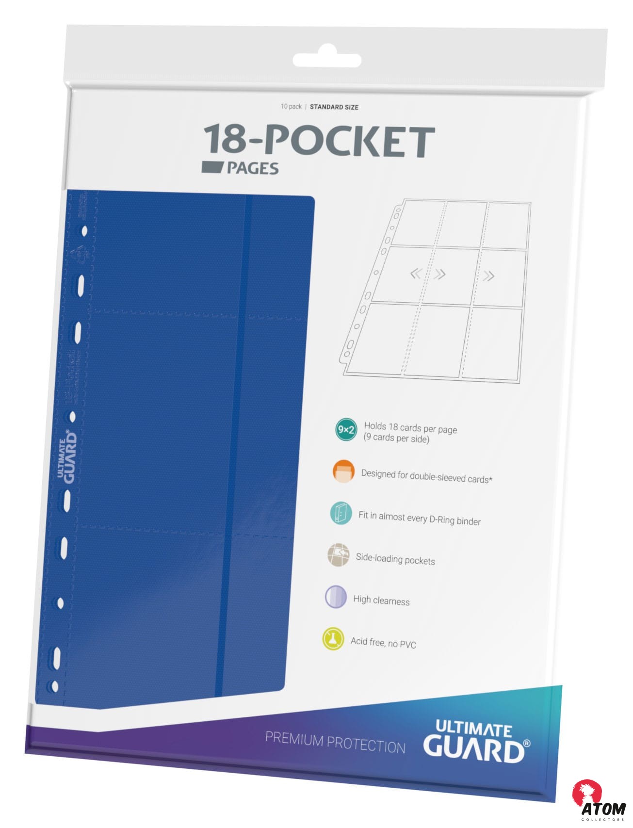Ultimate Guard - 18 Pocket Pages Side-Loading (10) - Blue – Image 2