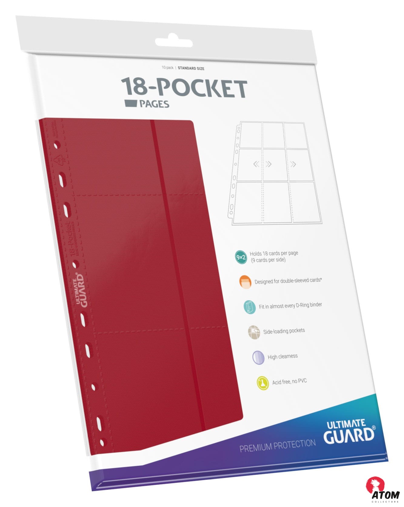 Ultimate Guard - 18 Pocket Pages Side-Loading (10) - Red – Image 6