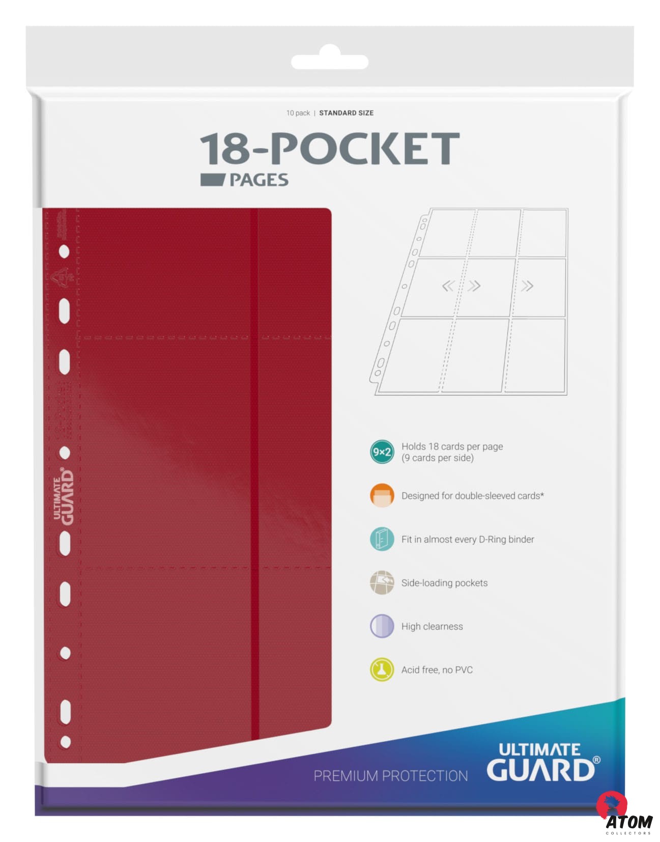 Ultimate Guard - 18 Pocket Pages Side-Loading (10) - Red