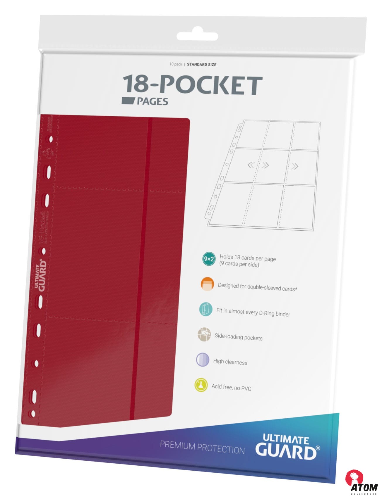 Ultimate Guard - 18 Pocket Pages Side-Loading (10) - Red – Image 7