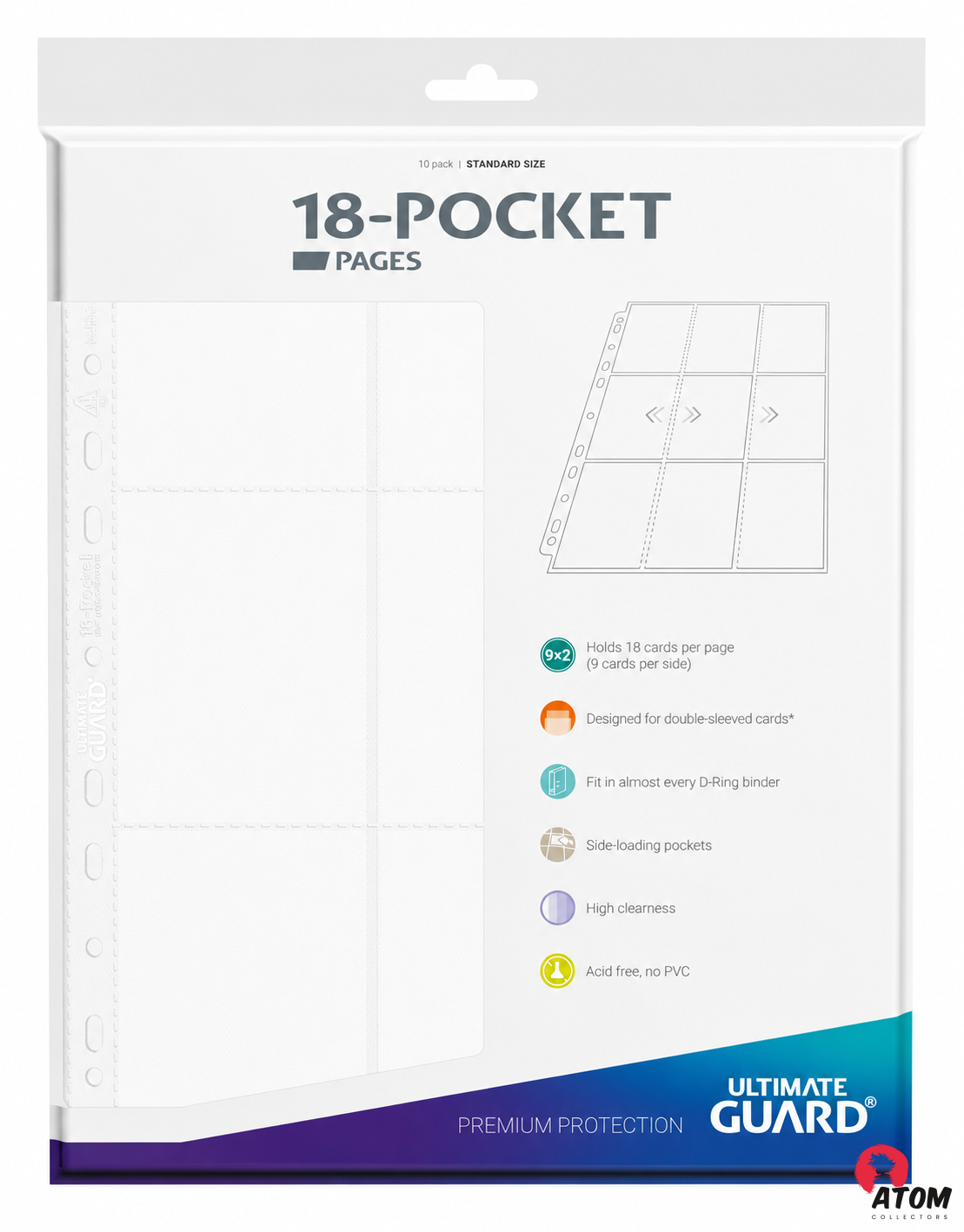 Classeur Ultimate Guard à 18 pochettes - chargement latéral (10) - Blanc